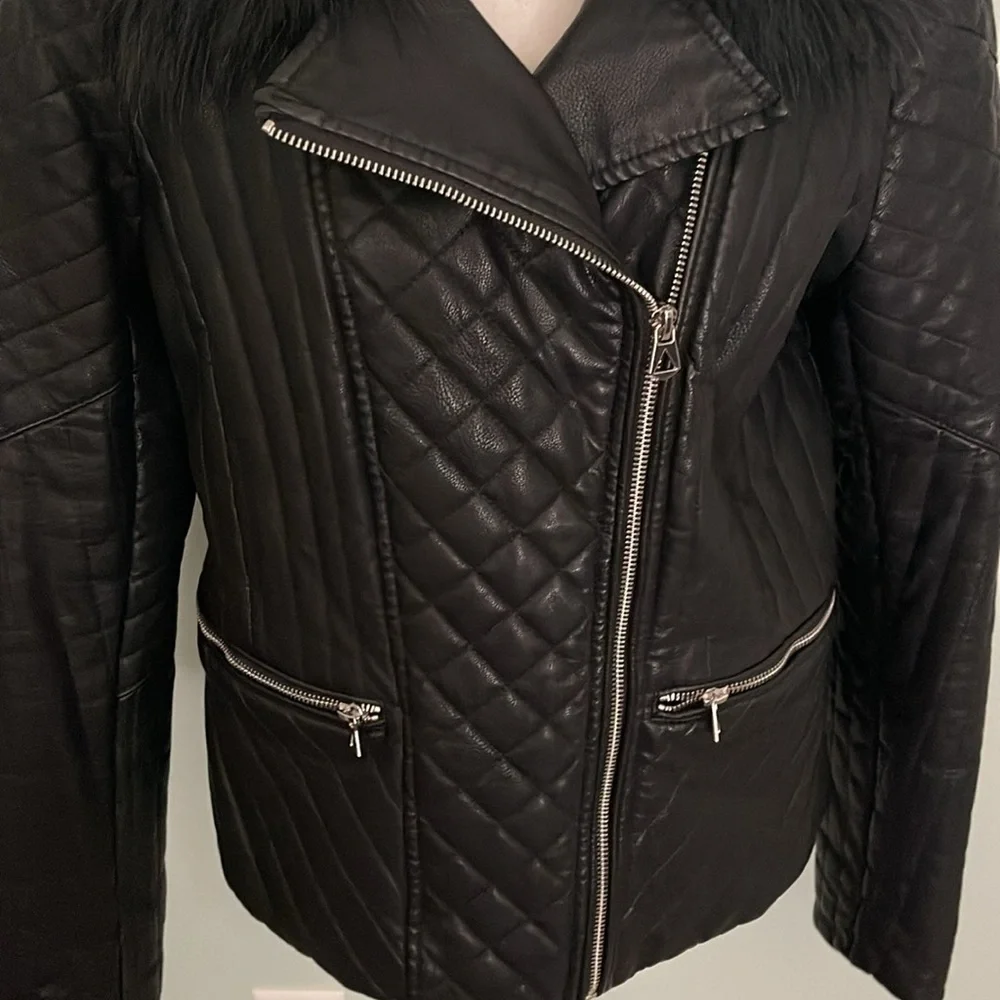 Guess Asymmetrical Moto Style Jacket Sz L - Picture 5 of 10